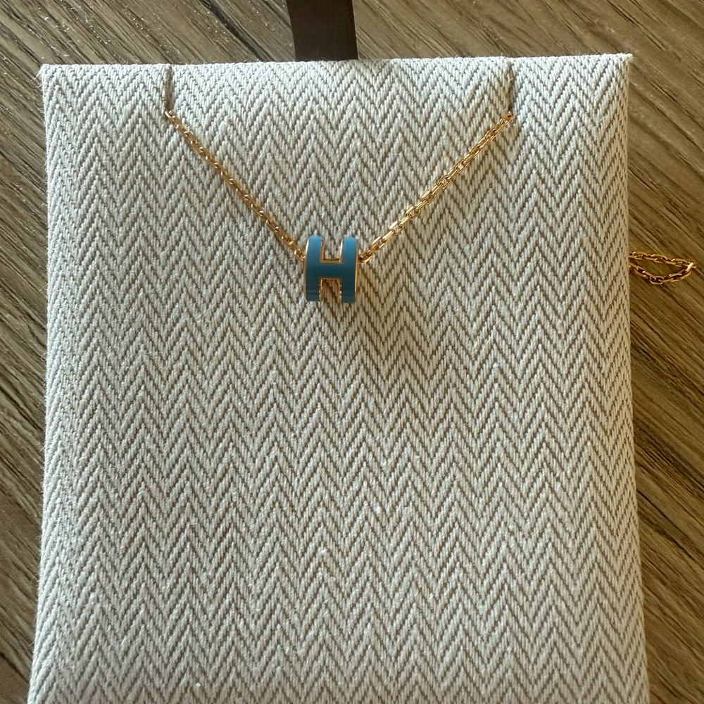 Hermes Gold and Blue H pop necklace